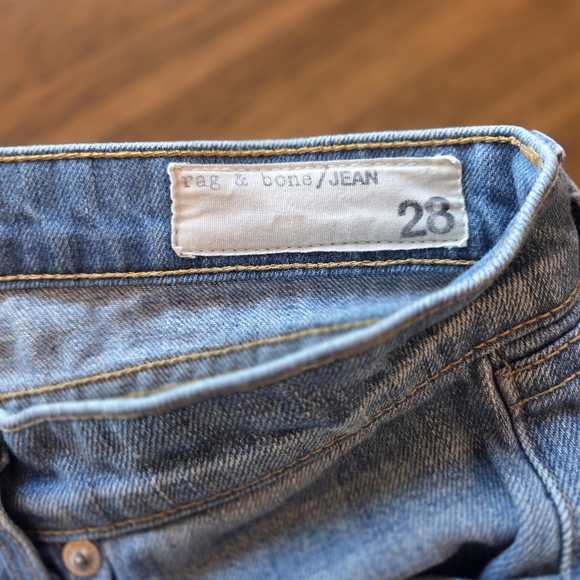 Rag & Bone The Dre Slim Boyfriend Jeans | Green Cast Faded Blue Denim Wash Sz 28 - Picture 3 of 6